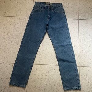 Wrangler, authentic blue jeans.